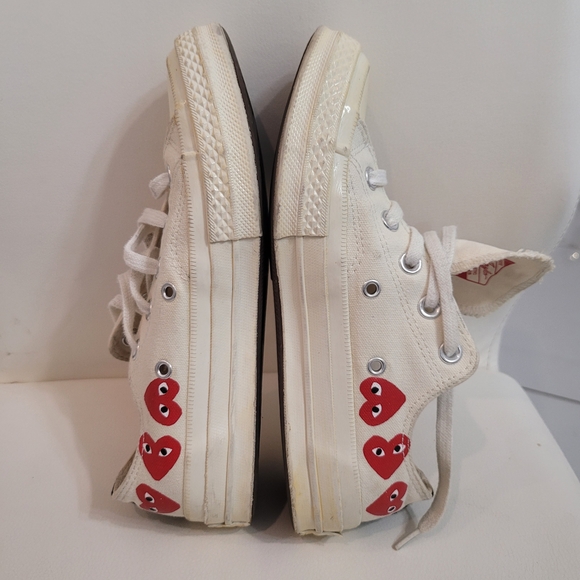 CDG Converse Multi Heart Low White Size 36.5 Chuck Taylor 70 CDG Play 162975C - Picture 12 of 15